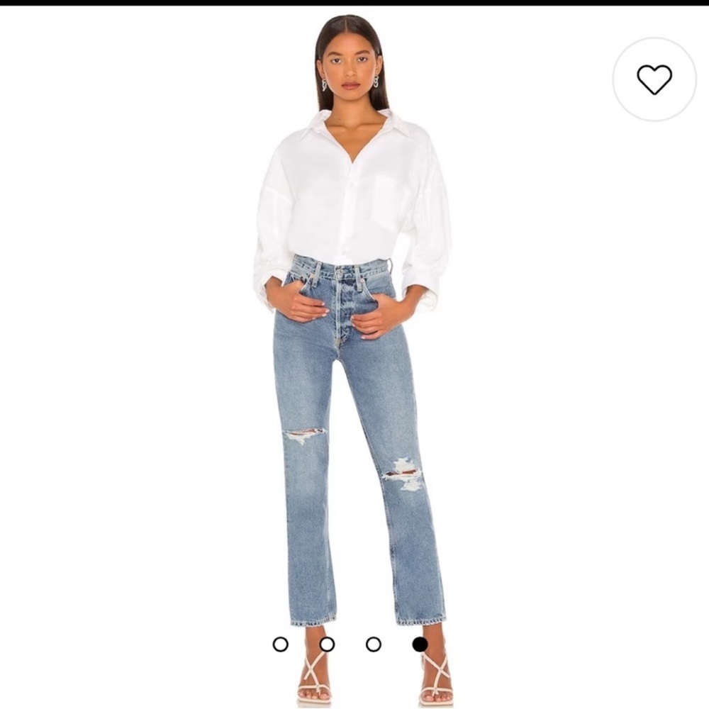 Citizens of Humanity Sabine Jeans 27 torn straight leg high rise button fly blue - Picture 2 of 12